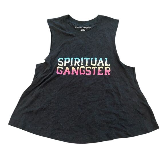 Spiritual Gangster Black Colorful Rainbow Logo Tank - Picture 1 of 3